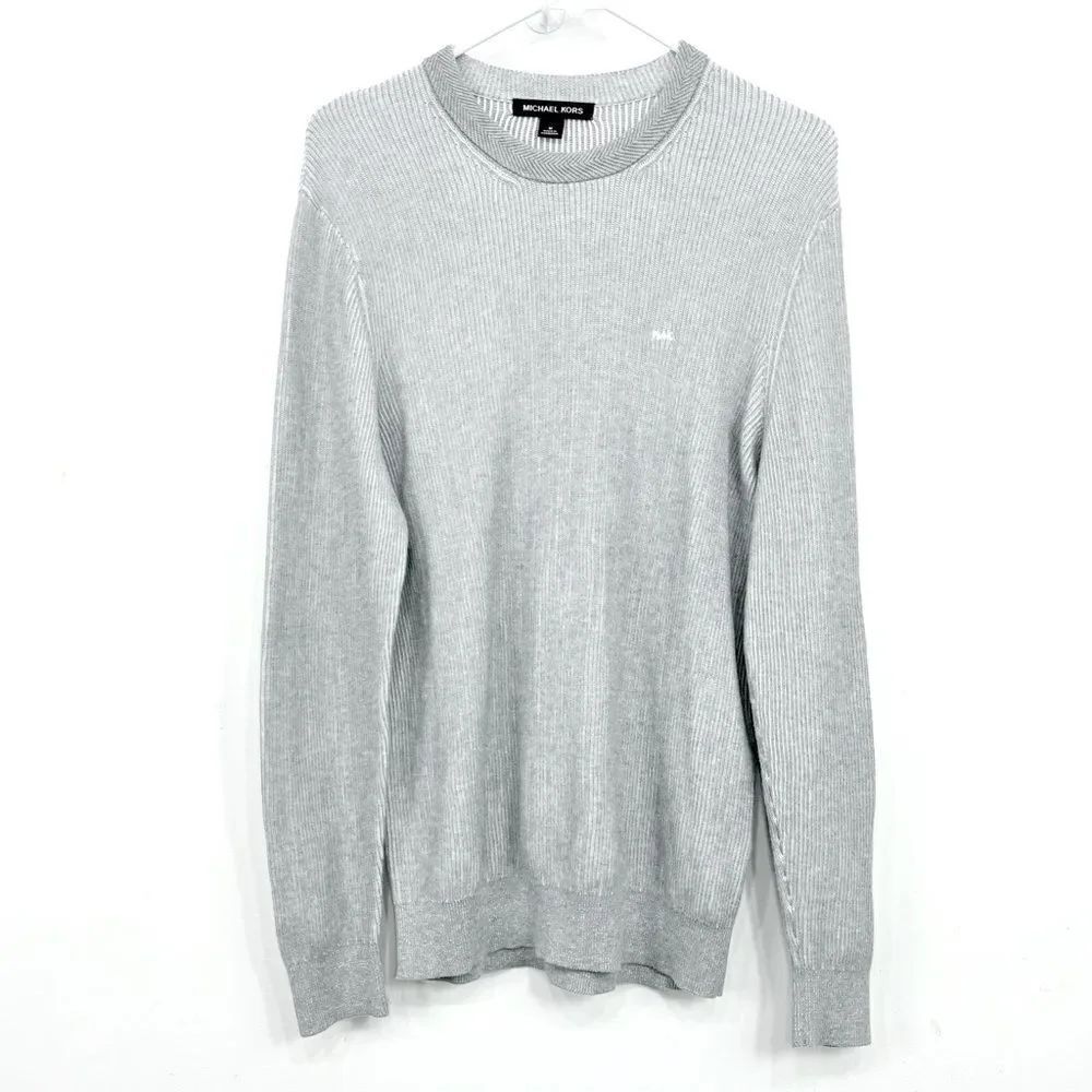 Michael Kors Gray Vertical Ribbed Knit Stretch Thermal Layering Sweater